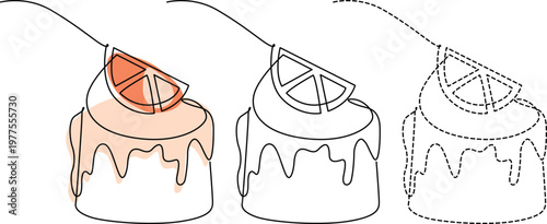 Drip cake decoration evolution with lemon topper Vector