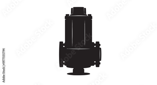 Industrial pump, mechanical equipment, black silhouette, vector icon, industrial machinery