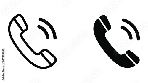 Tableau sur toile Two contrasting telephone handset icons with different fill styles