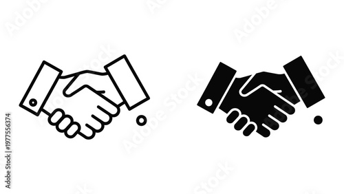 Handshake illustrations with and without digital devices