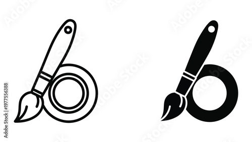 Tableau sur toile Contrasting artistic brushes with different handle and ferrule designs