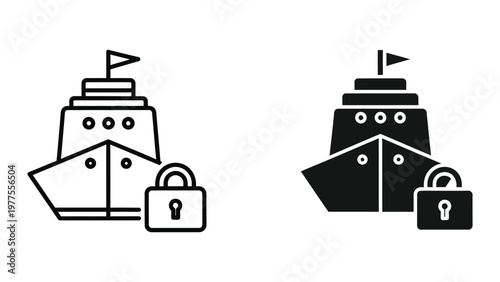 Contrast between secure and insecure maritime vessels illustrated with padlock symbols