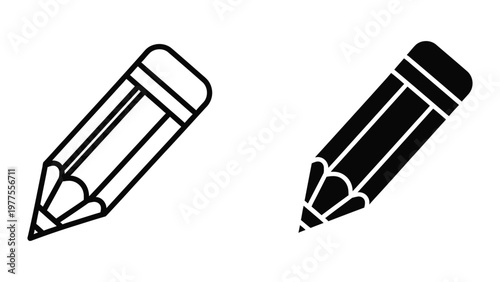 Two pencils pointing in opposite directions with different tip styles