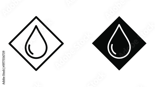 Contrast between positive and negative water drop symbols inside diamond shapes