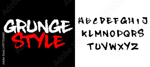 Full Set of Grunge Style Graffiti Alphabet A-Z in Distressed Hand Style Lettering for Bold Typography Layouts and Street Art Graphic Design Vector