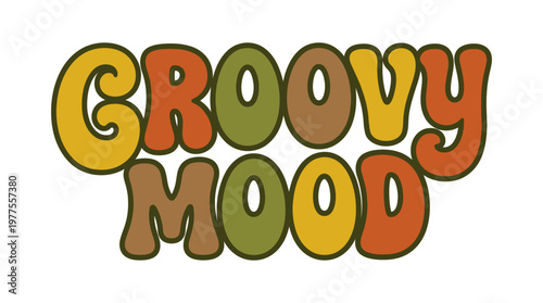 Groovy mood text bubble words.