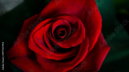 Stunning close-up of a vibrant red rose in full bloom