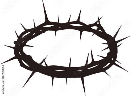 Crown of Thorns Silhouette, Symbol of Suffering and Redemption