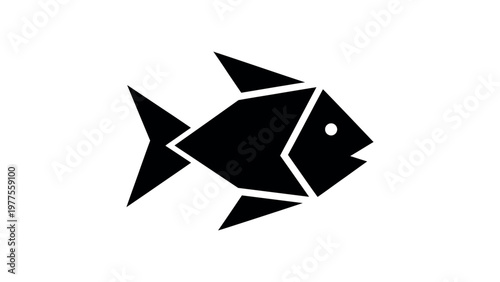 Geometric fish silhouette icon simple vector