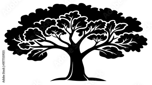 Minimal Teak Tree – Clean Tropical Forest Vector Illustration