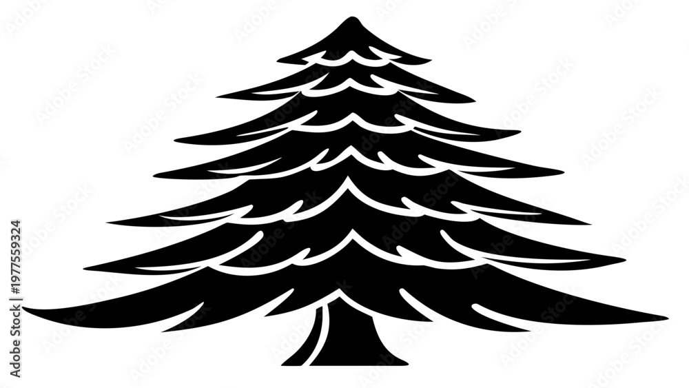 Obraz premium Minimal Spruce Tree – Clean Evergreen Forest Vector Illustration