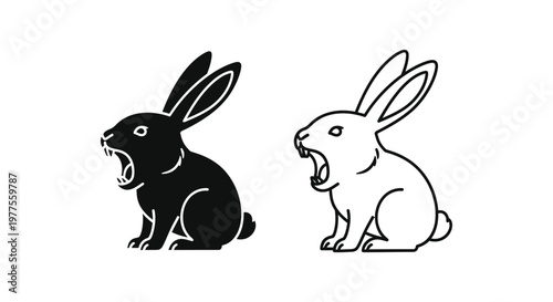 Yin Yang Rabbit Symbol Design Concept Vector