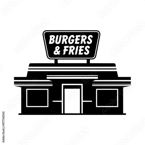 vintage diner sign for burgers and fries flat vector illustration