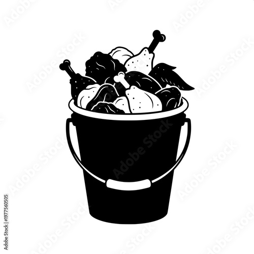 Ice bucket with chilled wine bottles and corks in minimalist black container