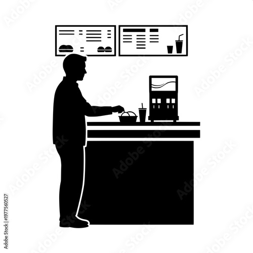 Business professional analyzing financial data on digital kiosk in modern office