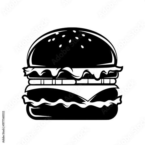 minimalist burger icon with dripping sauce isolated on white background