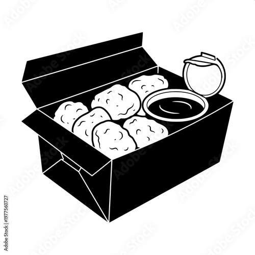 Freshly baked bread rolls in wooden crate with jar of honey on side