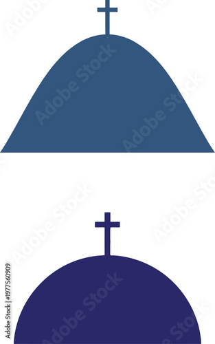 A golden orthodox cross stands atop a holy white church dome against a clear blue sky, symbolizing religious faith and traditional cathedral architecture