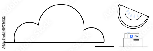 Cloud concept. Cloud storage and file management symbols secure data storage and sharing services. Cloud optimizing file sharing and streamlining digital workflows. Perfect for tech, business, IT
