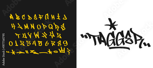 Professional Tagger Graffiti Typography Display with Full Alphabet Set for Edgy Streetwear Branding and Modern Urban Design Resource