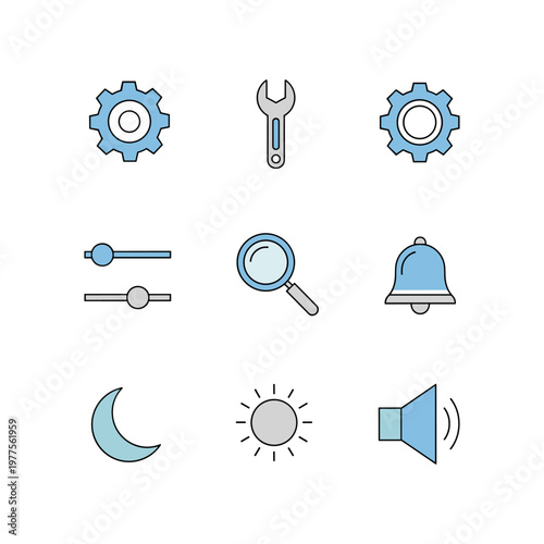 Collection of icons representing various system and notification functions