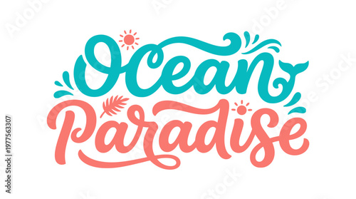 Ocean Paradise Text Logo Design.
