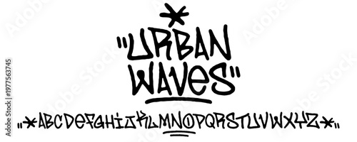 Urban Waves Full Alphabet Graffiti Tag Font in Hand Style Lettering for Modern Typography Design and Creative Street Art Graphic Vector