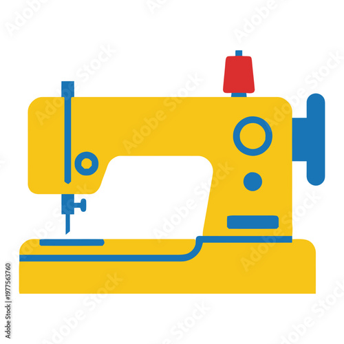 Sewing Machine Illustration: A vibrantly illustrated sewing machine, radiating with a joyful sense of craftsmanship and creation.