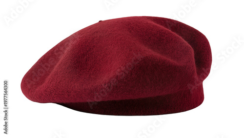 Tableau sur toile Isolated elegant red woolen beret a stylish and comfortable winter fashion acces