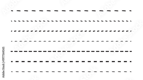 Set of Hand Drawn Black Dashed Line Dividers and Borders Vector
