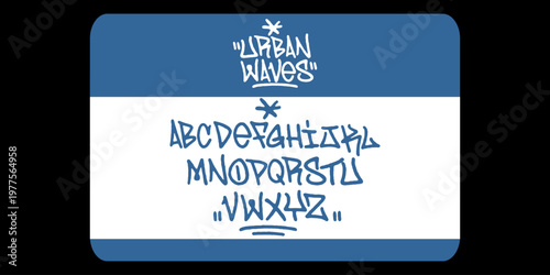Hello My Name Is Urban Waves Graffiti Tag Sticker Design with Hand Style Alphabet for Street Art Name Tag and Graphic Typography Vector