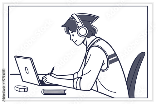 E-Learning Online Education Banner Set with Students, Laptop, Webinar, Digital Courses and Distance Learning Vector Illustration