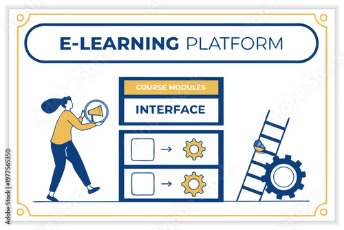 E-Learning Online Education Banner Set with Students, Laptop, Webinar, Digital Courses and Distance Learning Vector Illustration
