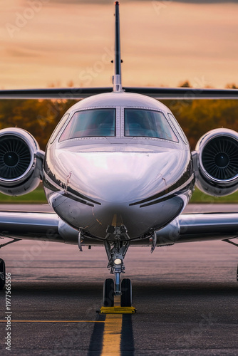 Small plane sitting on airport runway with terminal building in the background, ideal for use in travel or aviation related contexts. vertical frame