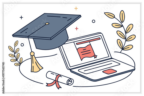 E-Learning Online Education Banner Set with Students, Laptop, Webinar, Digital Courses and Distance Learning Vector Illustration