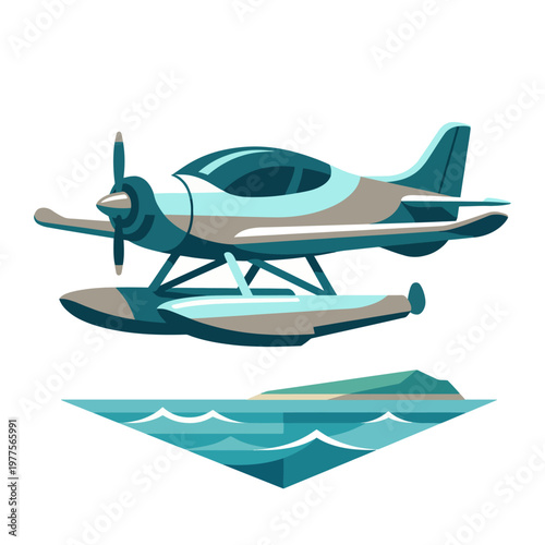 A sleek seaplane glides gracefully above tranquil waters, highlighting the harmony of aviation and nature, perfect for travel enthusiasts and adventure seekers alike.