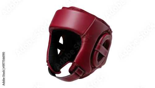 Fotografia Isolated red boxing headgear for training and sparring protection, professional sports equipment