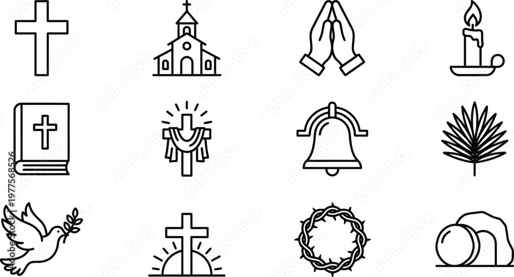 Fototapeta premium Religious symbols crosses churches prayer and elements of faith
