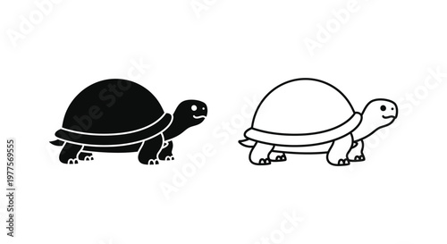 Cute Tortoises: Black and White Drawing Ideas Vector