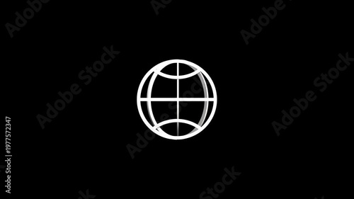 Minimalist White Globe Icon on Dark Background