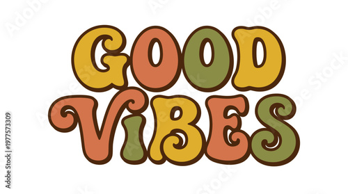 Colorful Good Vibes Text Logo.