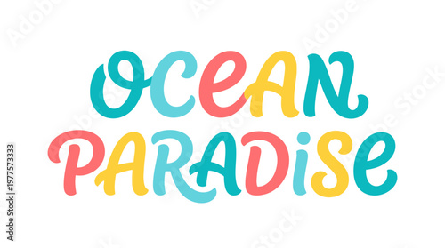 Colorful Ocean Paradise Text Logo.