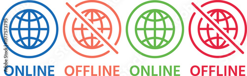 Visual representation of online and offline status indicators using globe icons