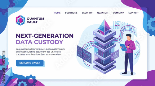 An illustration showcasing advanced data custody and network management, featuring a professional analyzing data in a high-tech and modern corporate environment.