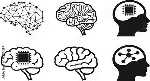 AI (artificial intelligence) icon set.