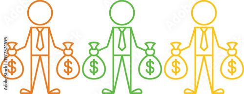 Illustration of wealth distribution among three different individuals