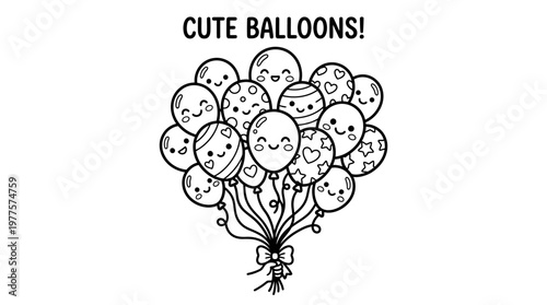 Colorful balloons with smiling faces.