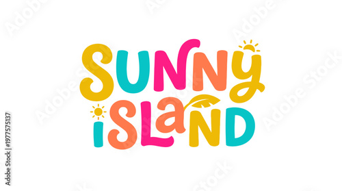 Colorful Sunny Island Text Logo.