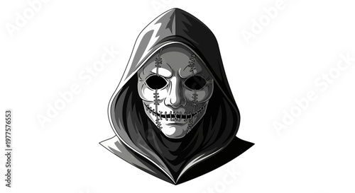 Grim Reaper Masked Figure Hooded Scary Ghost Face Halloween Costume