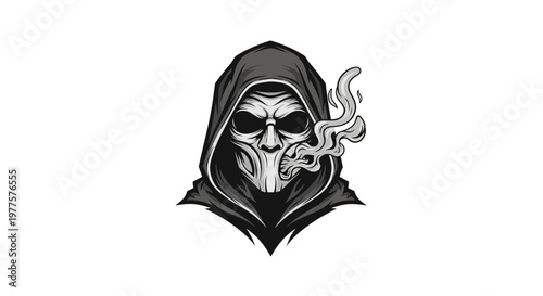Grim Reaper Skull Mask Smoke Hooded Figure